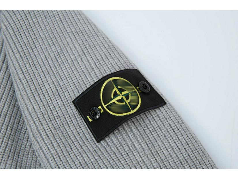 STONE Унисекс Кардиган на молнии с воротником-стойкой и нашивкой Вязаный свитер для осени/зимы