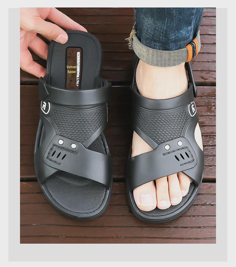 2024 Мужские повседневные нескользящие дышащие сандалии для отдыха на открытом воздухе: Износостойкие пляжные и автомобильные тапочки