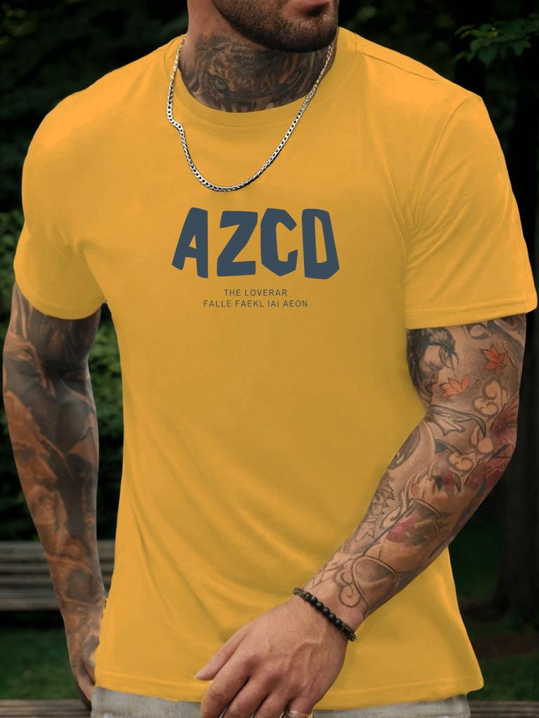 Футболка с коротким рукавом AZCO Мужская 100% Хлопок С рисунком Летняя С круглым вырезом Дышащая Повседневная Модная Крутая Футболка