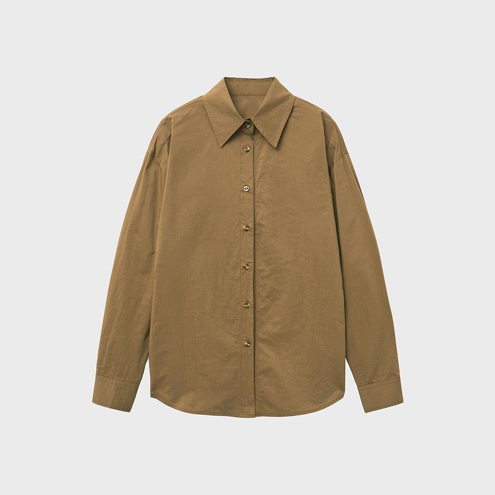 NOIRER FOR WOMAN Cotton Loose Fit Classic Shirt (Brown)