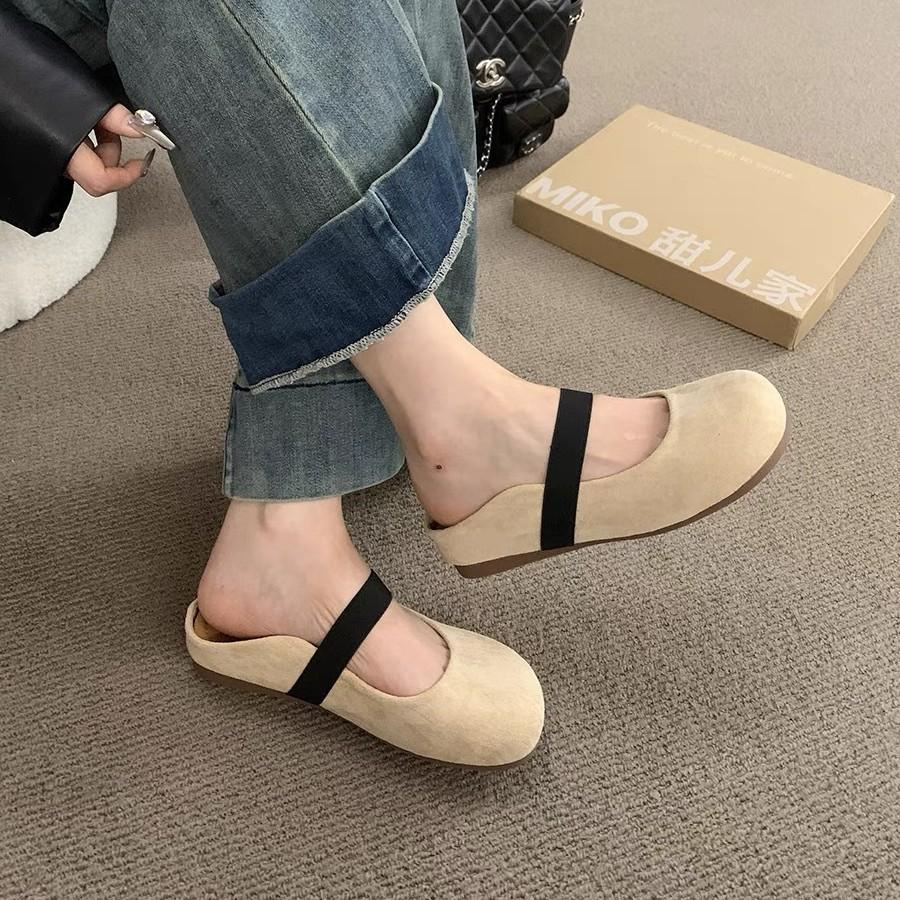 Ретро внутренняя завышенная женская обувь весна 2025 новая мода ниша Мэри Джейн ленивый обруч полу тапочки прилив