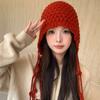Red Hats, Women's Hats, Warm Hats, Woolen Hats, Pullover Hats, Handcrafted, Knitted Hats, Ear Protectors