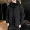 Мужская зимняя куртка большого размера, утолщенная, теплая, на молнии, повседневная, с капюшоном, свободная, однотонная, со стоячим воротником, спортивная верхняя одежда