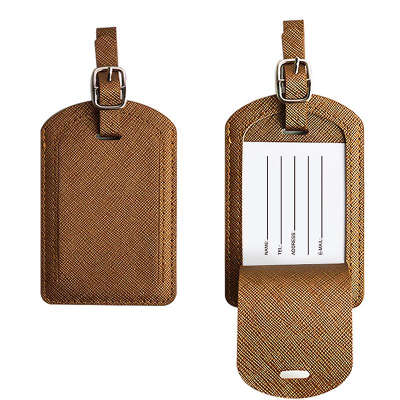 Бирка для багажа из искусственной кожи с разноцветным крестообразным узором и двухслойной окантовкой