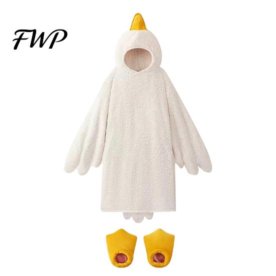 Duck Onesie for Children Funny Goose Costume Kids Adults, Hooded Animal Pajamas Pajamas, Soft Plush Wearable Blanket, Halloween Cosplay Toddler