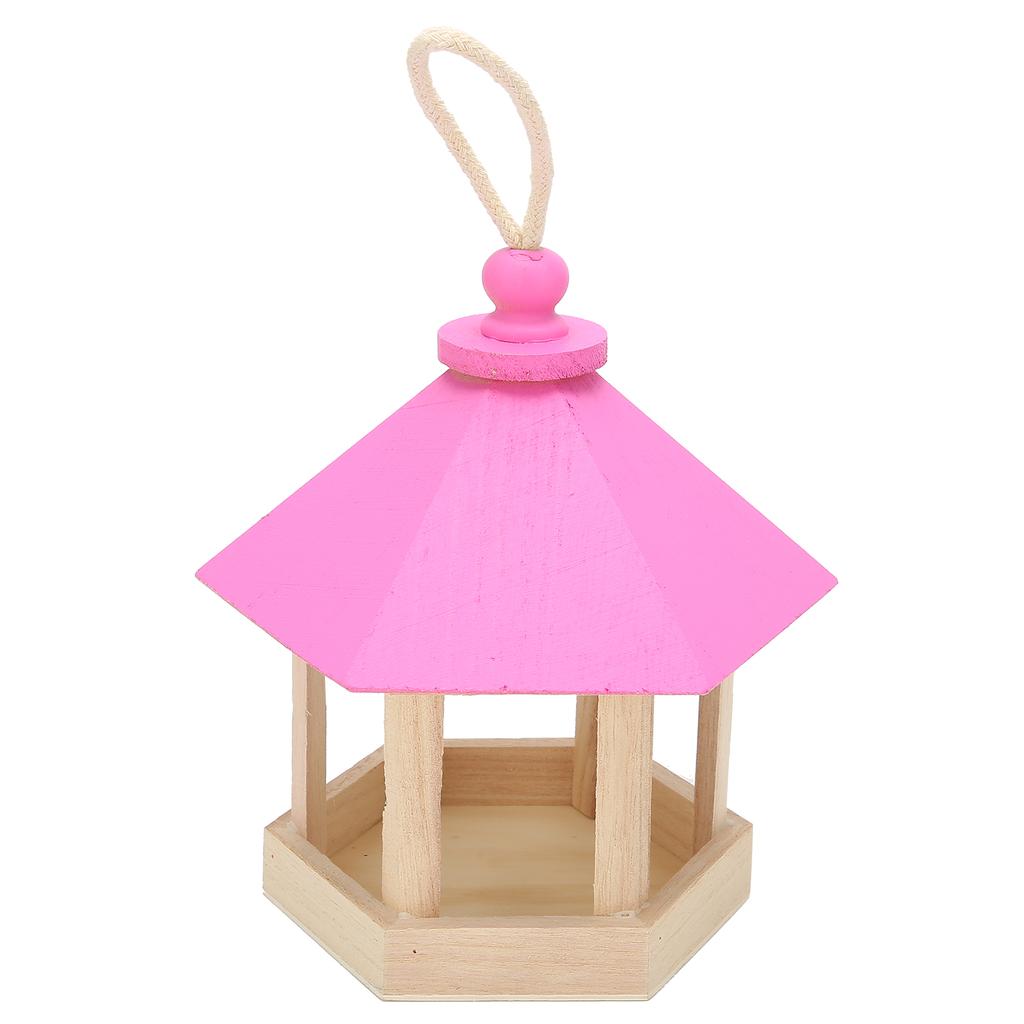 Деревянная кормушка для птиц, подвесная, шестиугольная, в форме домика, кормушка для домашних птиц, садовое украшение