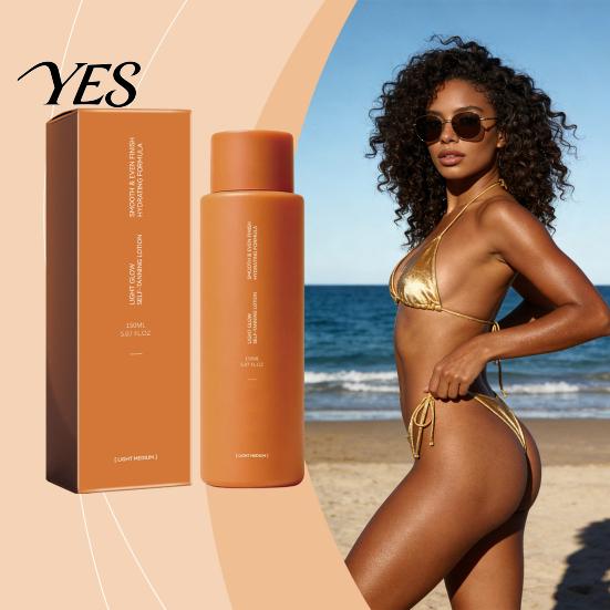 Non Staining Self Tanner Sunless Lotion, Tanning Milk Essence for Natural Glow, Quick Drying Lotion 150ml Gradual Buildable Tan Body, Light