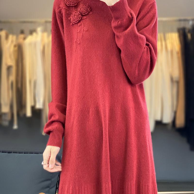 Женское кашемировое платье Qinghe кашемир 70% шерсть 30% кашемир женское осенне-зимнее кашемировое платье мягкое и теплое