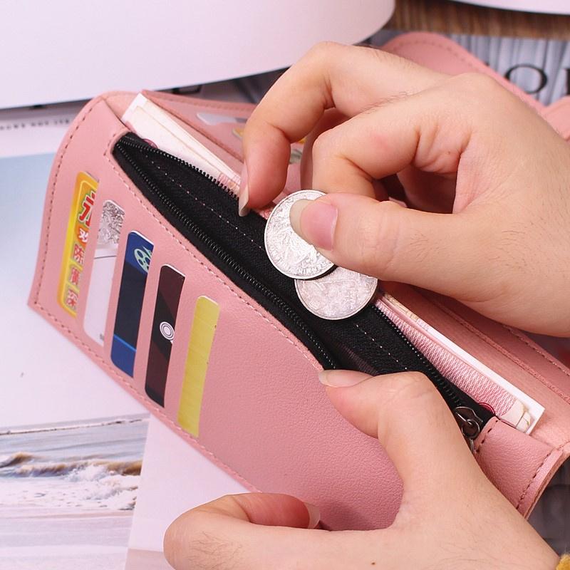 Женские кошельки из искусственной кожи, роскошные длинные застежки, складной узор, кошельки для монет, женский однотонный клатч, сумка для телефона