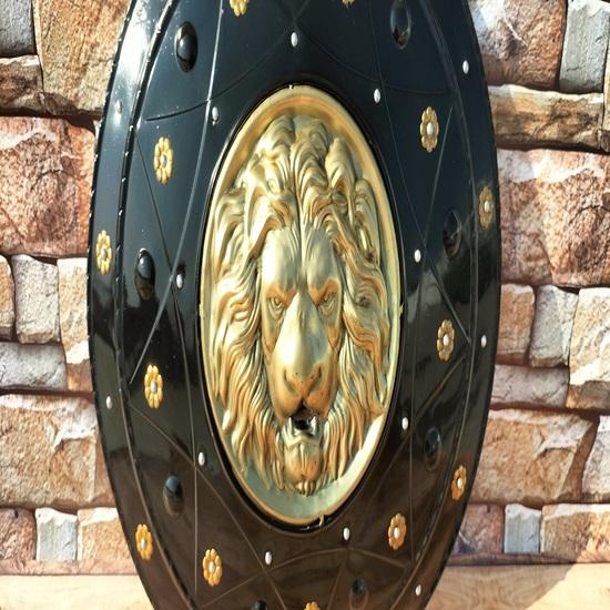 Medieval Lion Face Shield Black Warrior Viking Shield Shield for Re-enactment Battle Worn Armour Round Shield 55.88 Cm Best For Gift