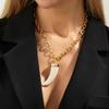 2026 New Trendy Imitation Of Cow Horns Acrylic Pendant Metal Necklace For Women Female DIY Chain Link Jewelry Birthday Party