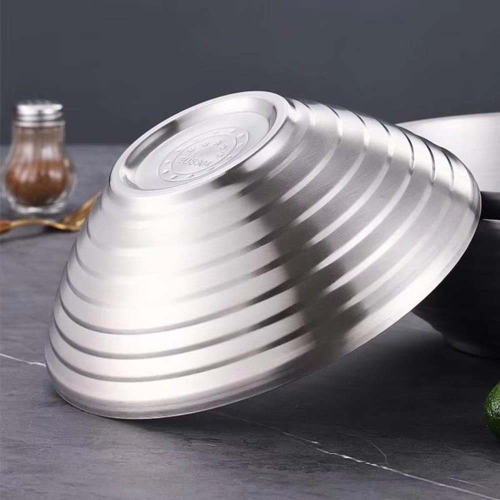 New 304 Stainless Steel Bamboo Hat Bowl Double Anti Scalding Japanese Bowl Threaded Ramen Bowl Pickled Cabbage