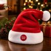Soft Festive Costume Prop Singing And Dancing Santa Hat, Animated Musical Christmas Hat Swinging Rhythm with Press-to-Activate Motion, Plush
