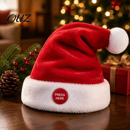 Soft Festive Costume Prop Singing And Dancing Santa Hat, Animated Musical Christmas Hat Swinging Rhythm with Press-to-Activate Motion, Plush