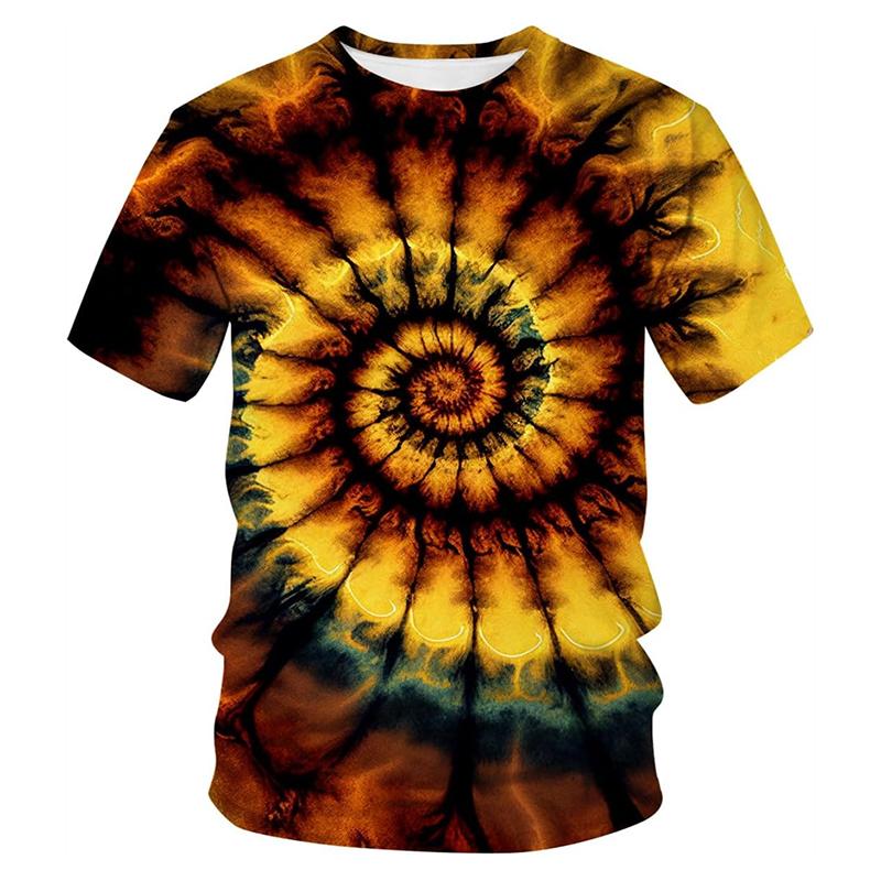 Plus Size Tie-dye 3D Print Pattern T-shirt Personality Street Colorful Design T Shirts Men's Clothes Street Fashion New Tee Top