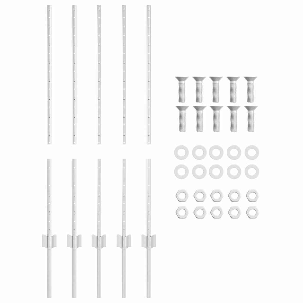 Embedded Fence Post 5 pcs Silver 140 cm