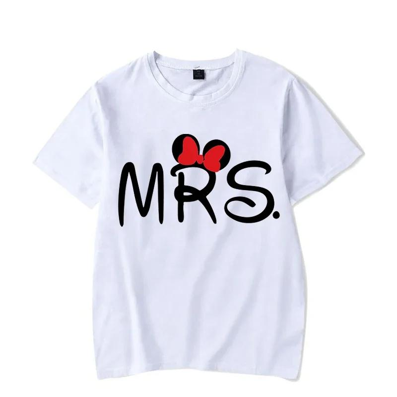 Mouse Cartoon MR MRS Print Couple TShirt Summer Short Sleeve Tee Shirt Letter Print T Fashion Casual Loose Lovers T Shirt Unisex