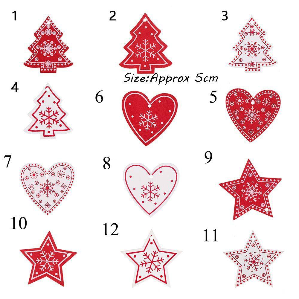 10pcs/set Festival Embellishment Decor Star Christmas Tree Ornament Party Supplies Wooden Tag