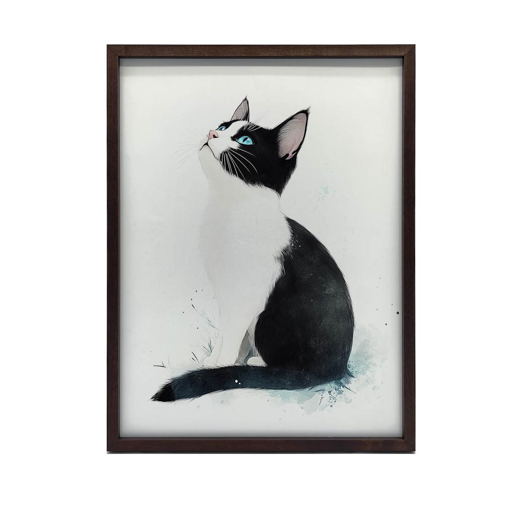 Kotek W Bieli Kotek W Bieli, 30X40 Cm, Rama Aluminiowa Czarna, Papier Matowy 230 Gsm