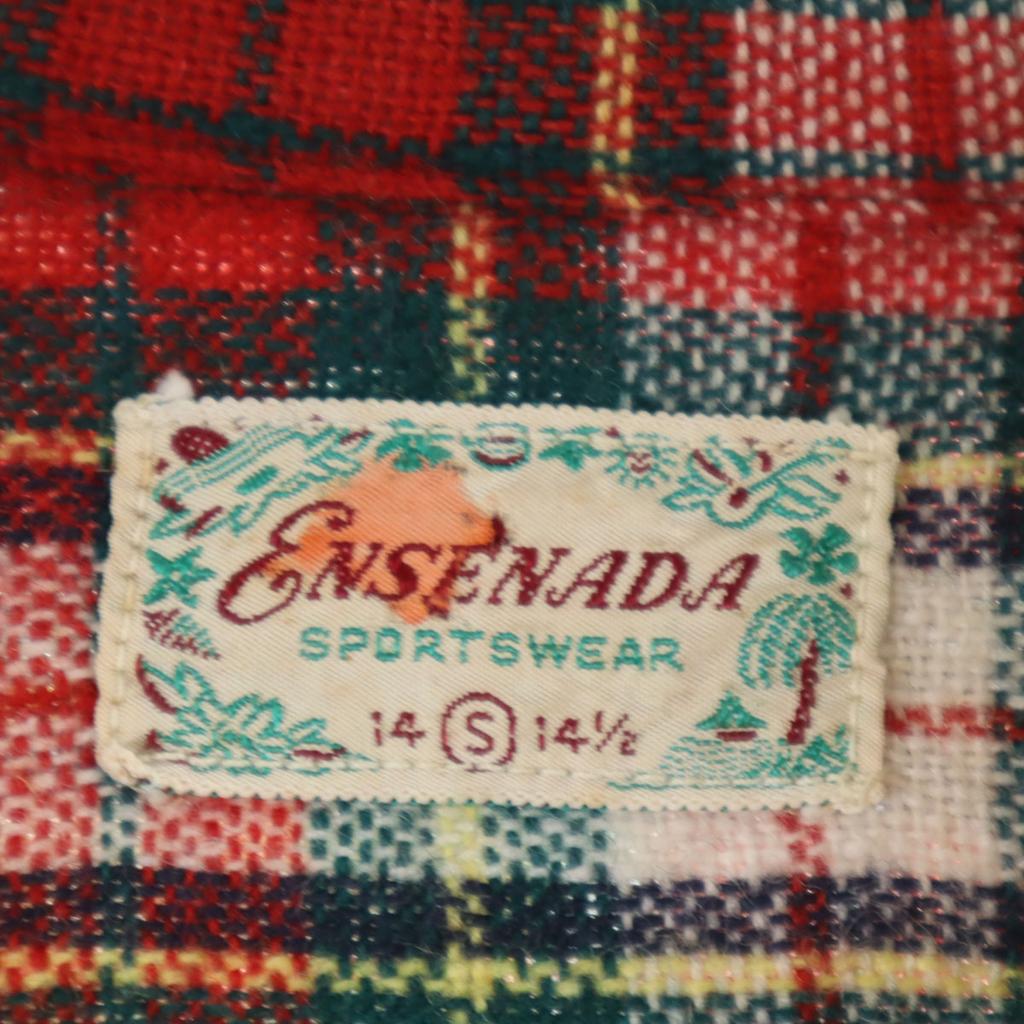 Винтажная шерстяная рубашка с длинным рукавом в клетку 50-х годов S Красная Мужская Б/У