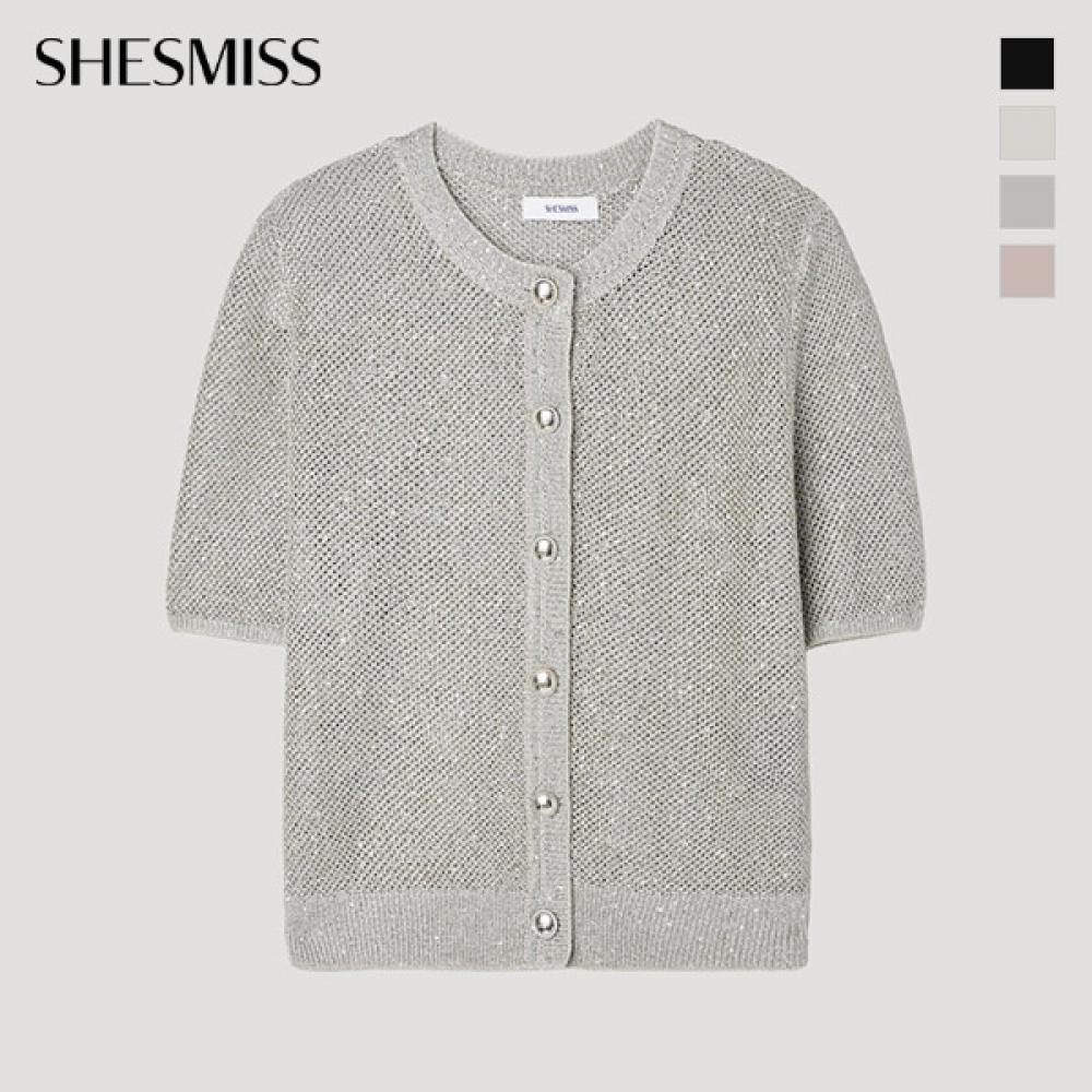 [shs Miss] Metal Round Neck Cardigan Sskcdp22020