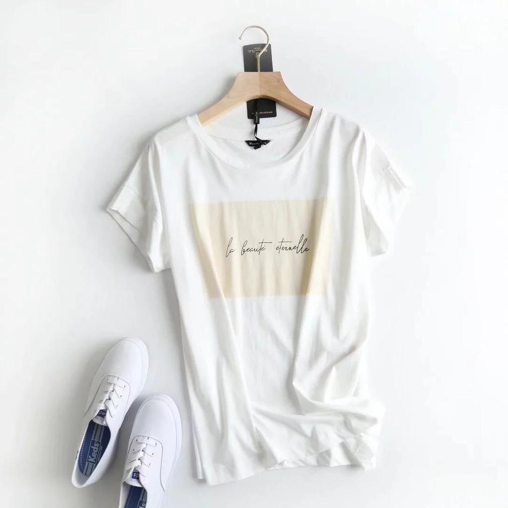 Футболка Уличная одежда Топ для женщин с принтом Белая хлопковая футболка с круглым вырезом с коротким рукавом Свободная