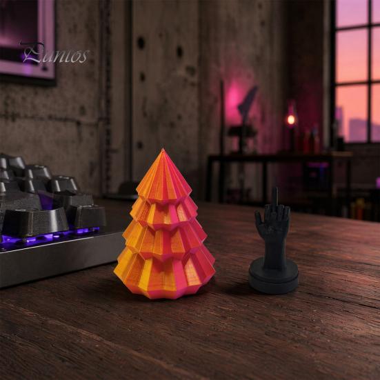 Невыцветающая Рождественская Игрушка-Спиннер 3D Печать, Дерево с Фигуркой Среднего Пальца, Современный Минималистичный Декор для Стола, Многослойная Геометрия для Праздничного Дома