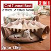 New Attractive Cat Tunnel Bed with Cushion Tube Toys Collapsible Cat Mate Easy To Clean Soft Removable Shack House Kitten Tunnel Toy
