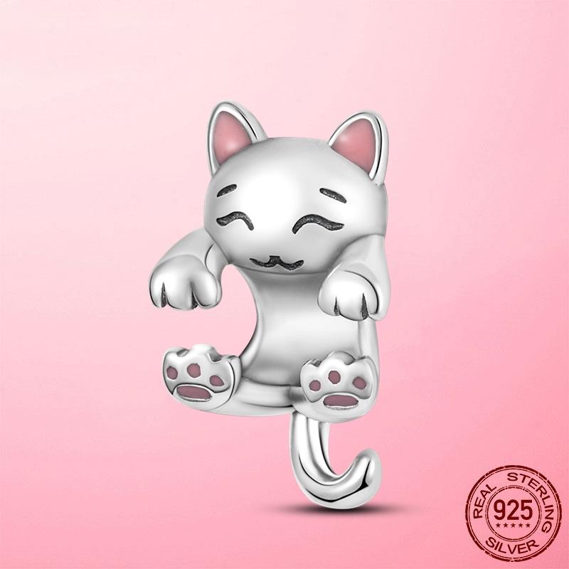Медный Кулон Кот и Кошка Котёнок в Форме Сердца Подвеска Бусины Аксессуары Браслеты Браслет Украшения Ювелирные изделия Вечеринка в честь Годовщины