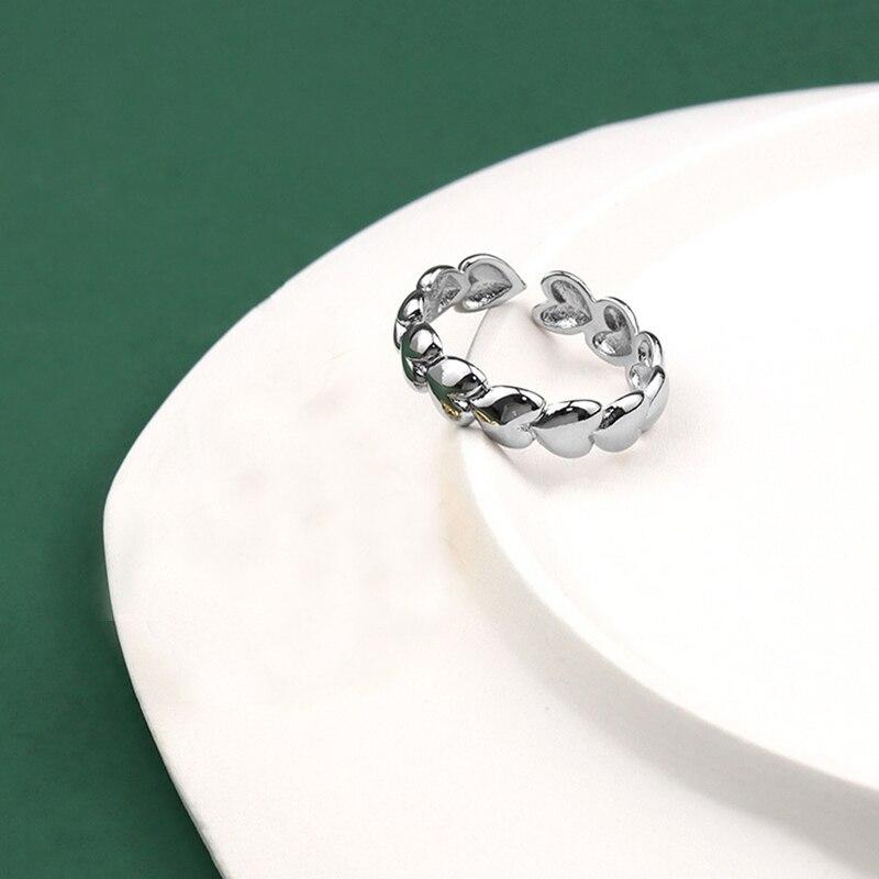 Кольца из стерлингового серебра 925 пробы с сердечками из золота для женщин, минималистичные ювелирные изделия, мужское кольцо Best Friend