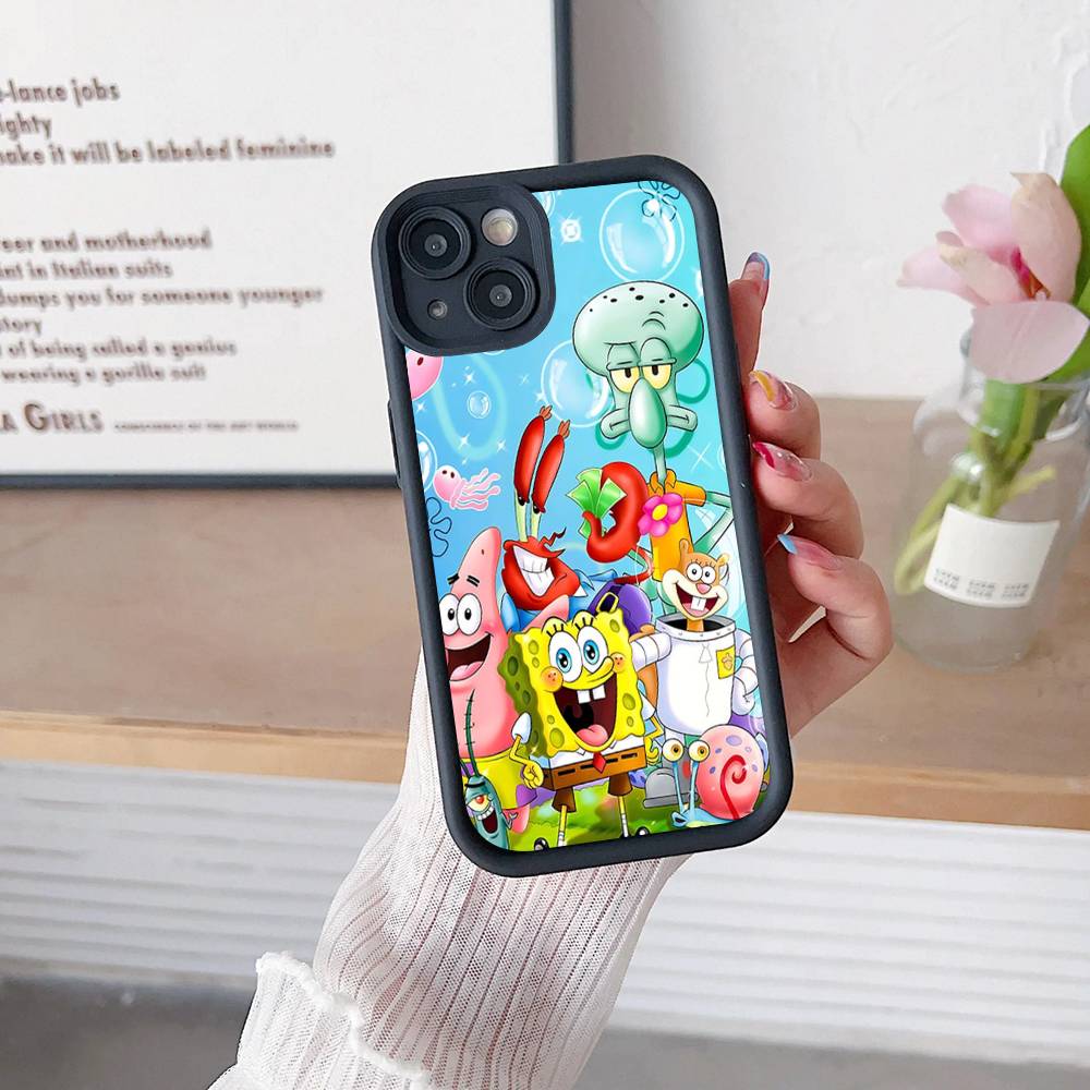 Мультяшный Милый S-Губка Боб Аниме Чехол для Телефона Для IPhone 17 16 15 14 13 12 11 Air Plus Pro Max Мягкая Задняя Крышка
