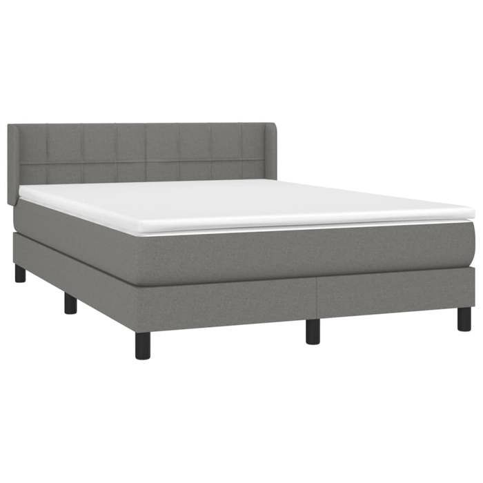 Maison Exclusive - Sommier à lattes de lit avec matelas Gris foncé 140x190cm Tissu