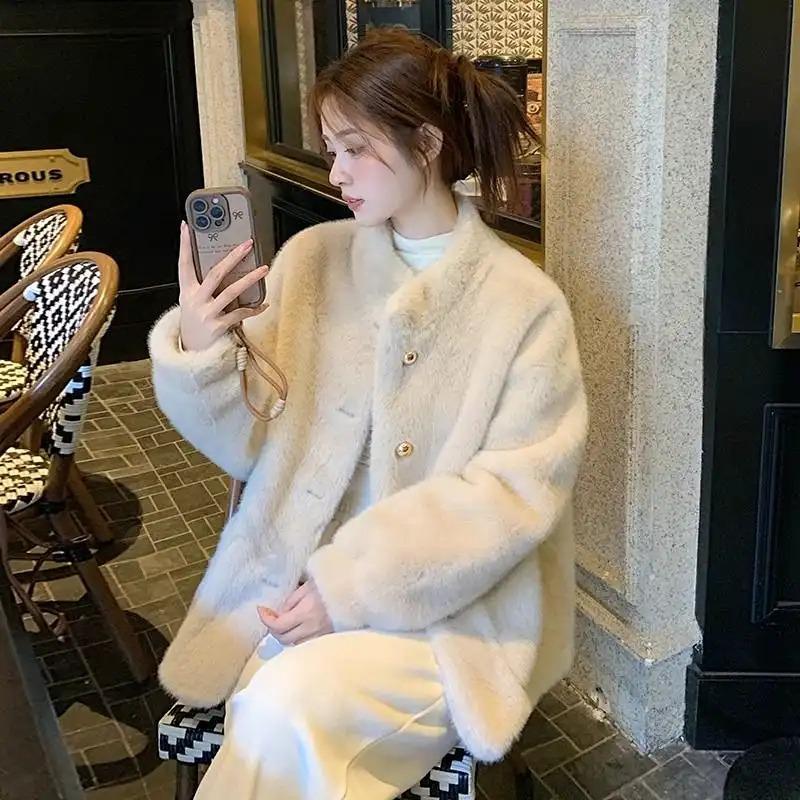 Женский осенне-зимний однотонный кардиган на пуговицах с длинным рукавом, модный повседневный свободный жакет-топ с флоком