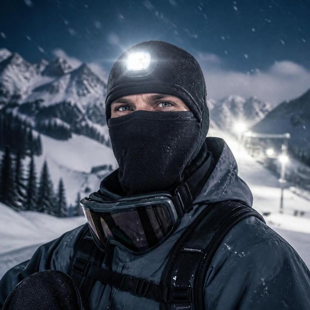 Warm Thermal LED Light Balaclava USB Rechargeable Full Face Mask New Night Cycling Beanie  Winter