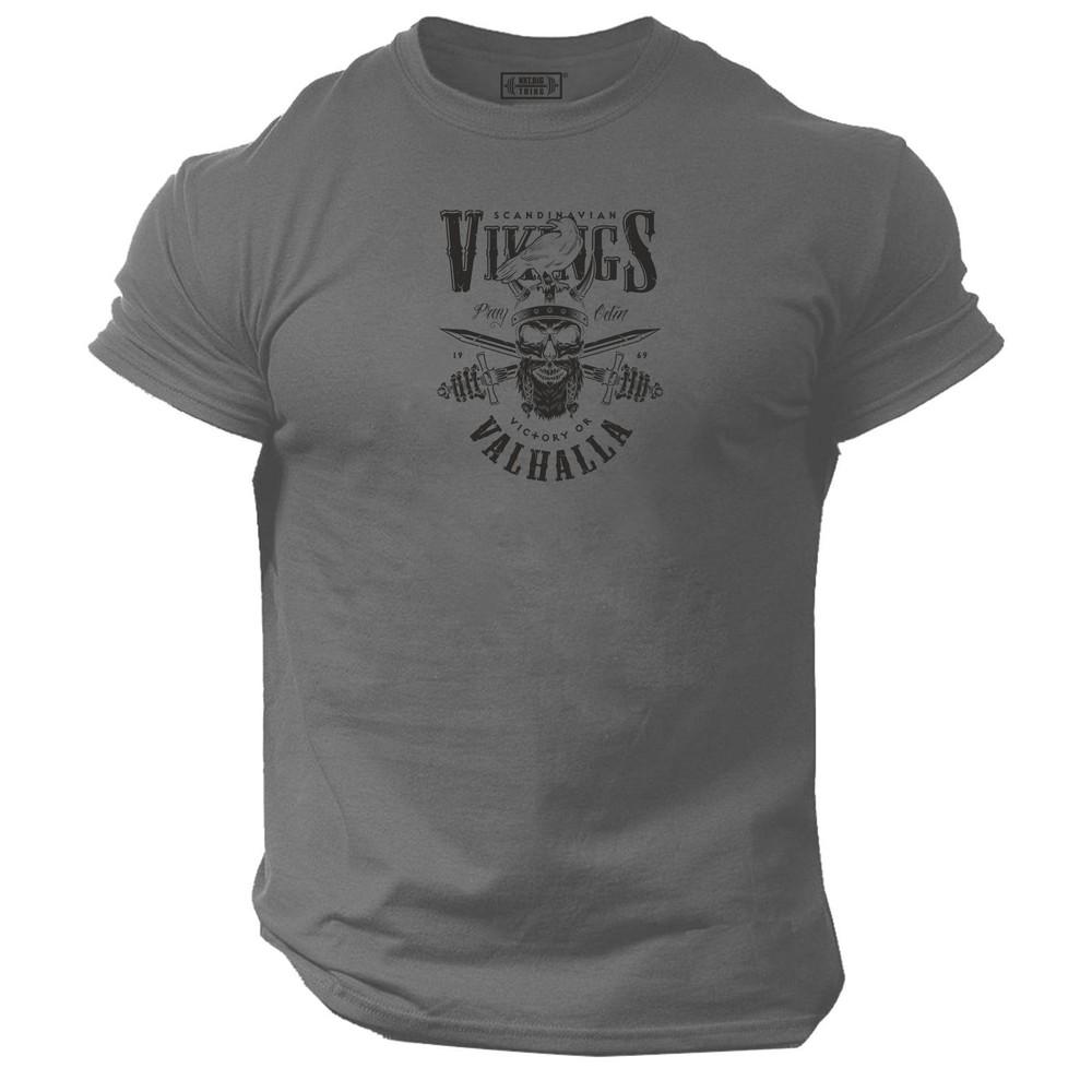 Bones Sword T Shirt Gym Clothing Bodybuilding Vikings Victory Or Valhalla Top