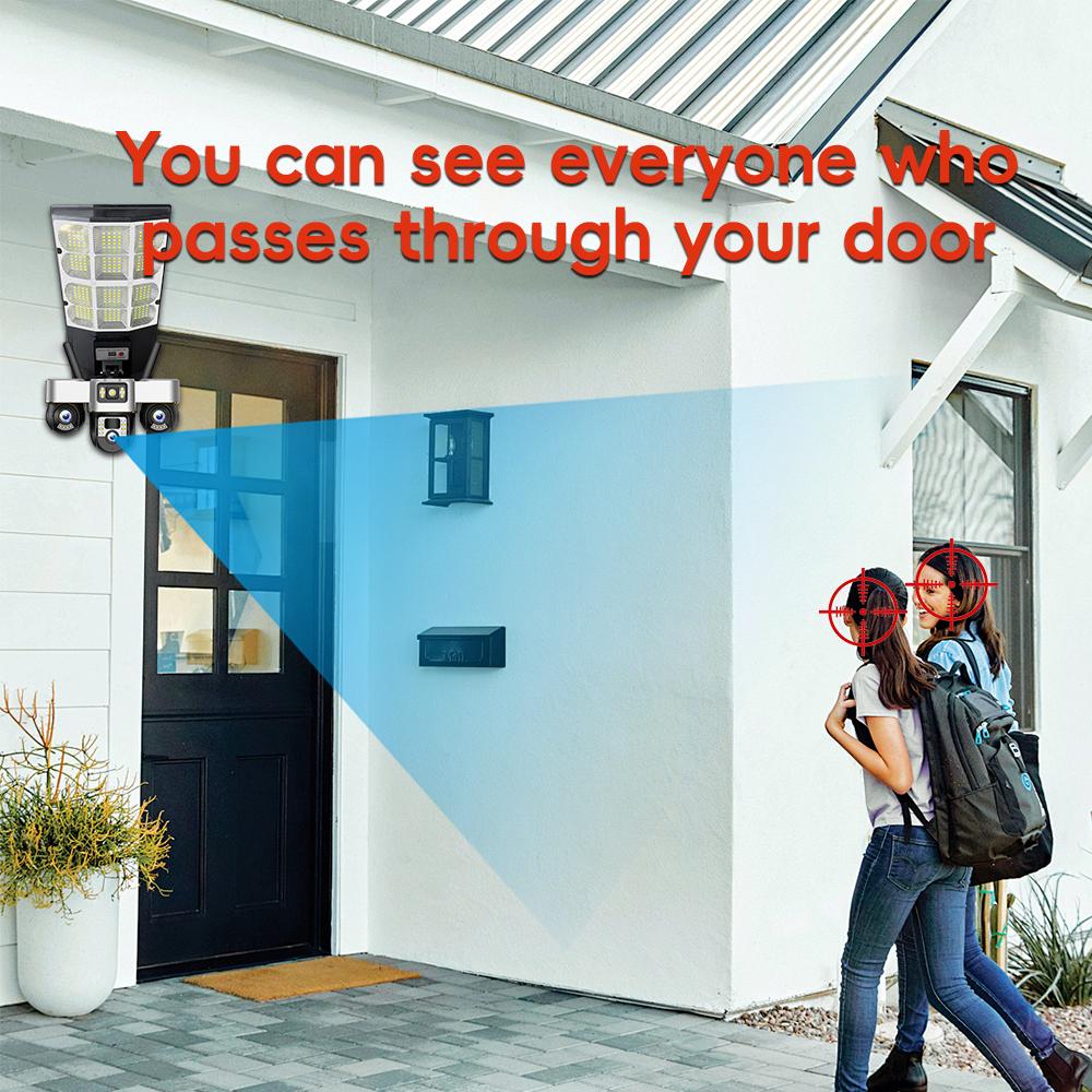 New Solar Street Light & Security Camera – Automatic Power, Smart Lighting, Three-Lens 4G WiFi Camera