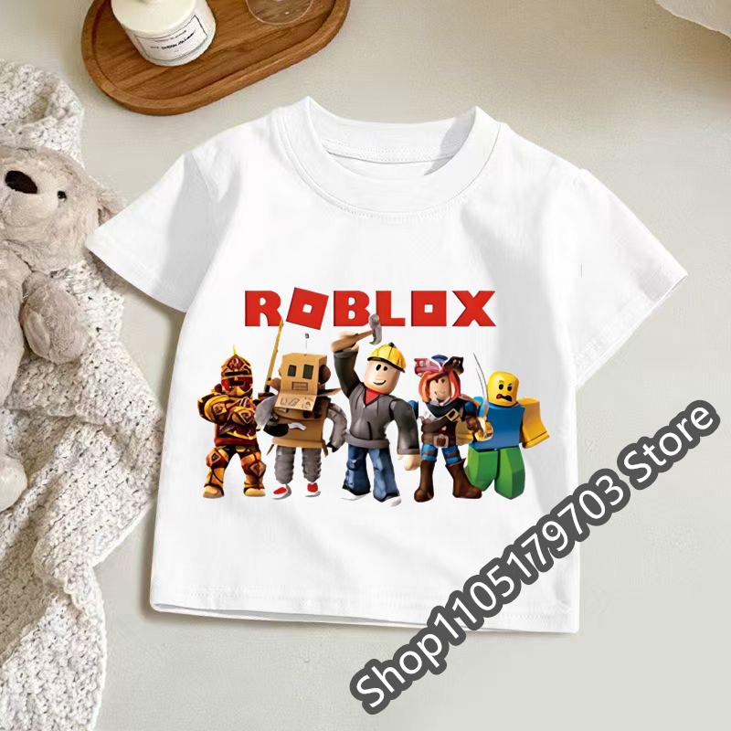 Kids Roblox Summer Print TShirt Colorful Graphic Tee for Gaming Fans Fashionable and comfortable and Comfortable Childrens Top