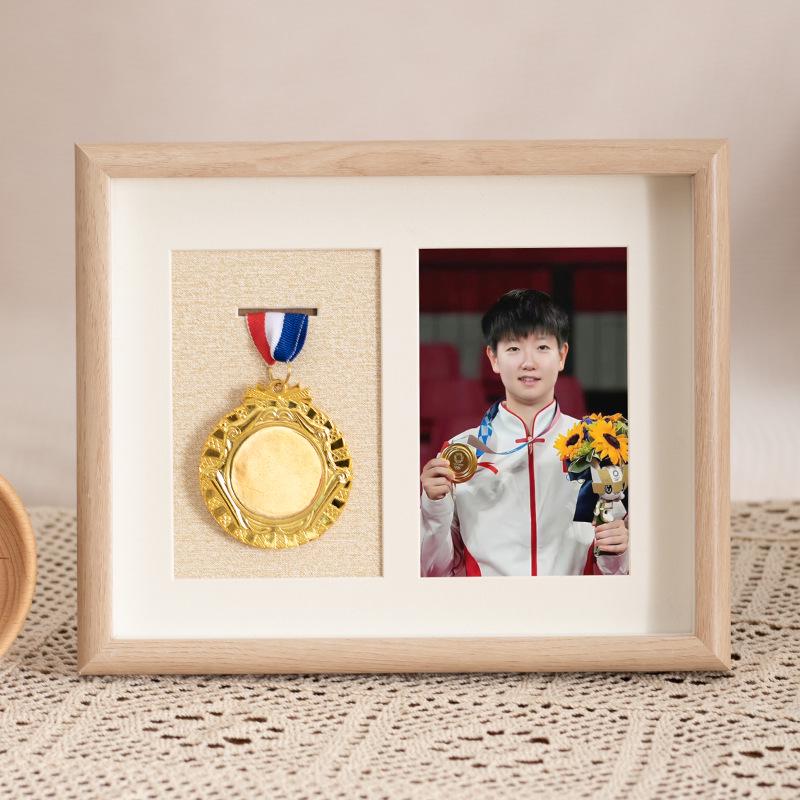Wooden Medal Frame & Display: Marathon Tag Holder and Decorative Picture Frame