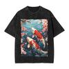 Koi Carp Fish Japanese T Shirts Washed Short Sleeve Harajuku TShirts  Vintage Men Women Streetwear Printed Tee Shirt