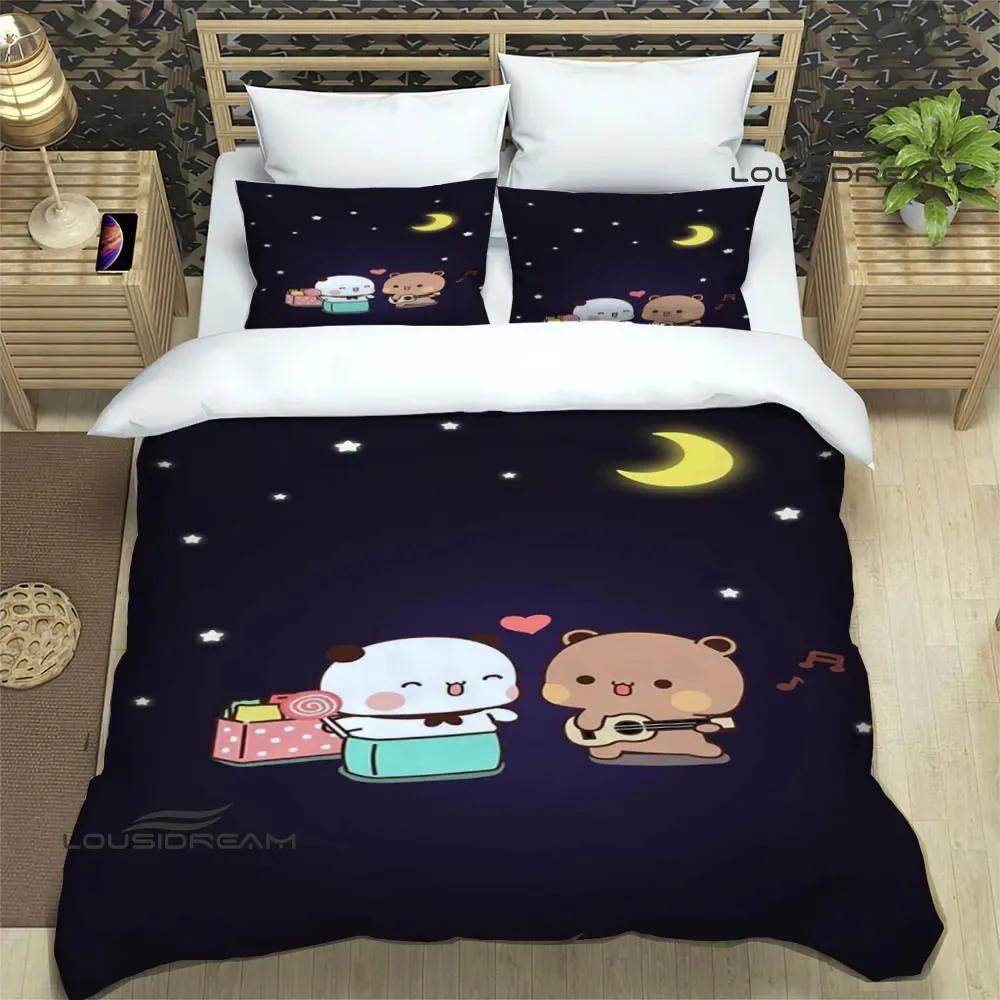 Cute cartoon bear printed Bedding Sets exquisite bed supplies set duvet cover comforter set bedding set luxury Birthday Gift