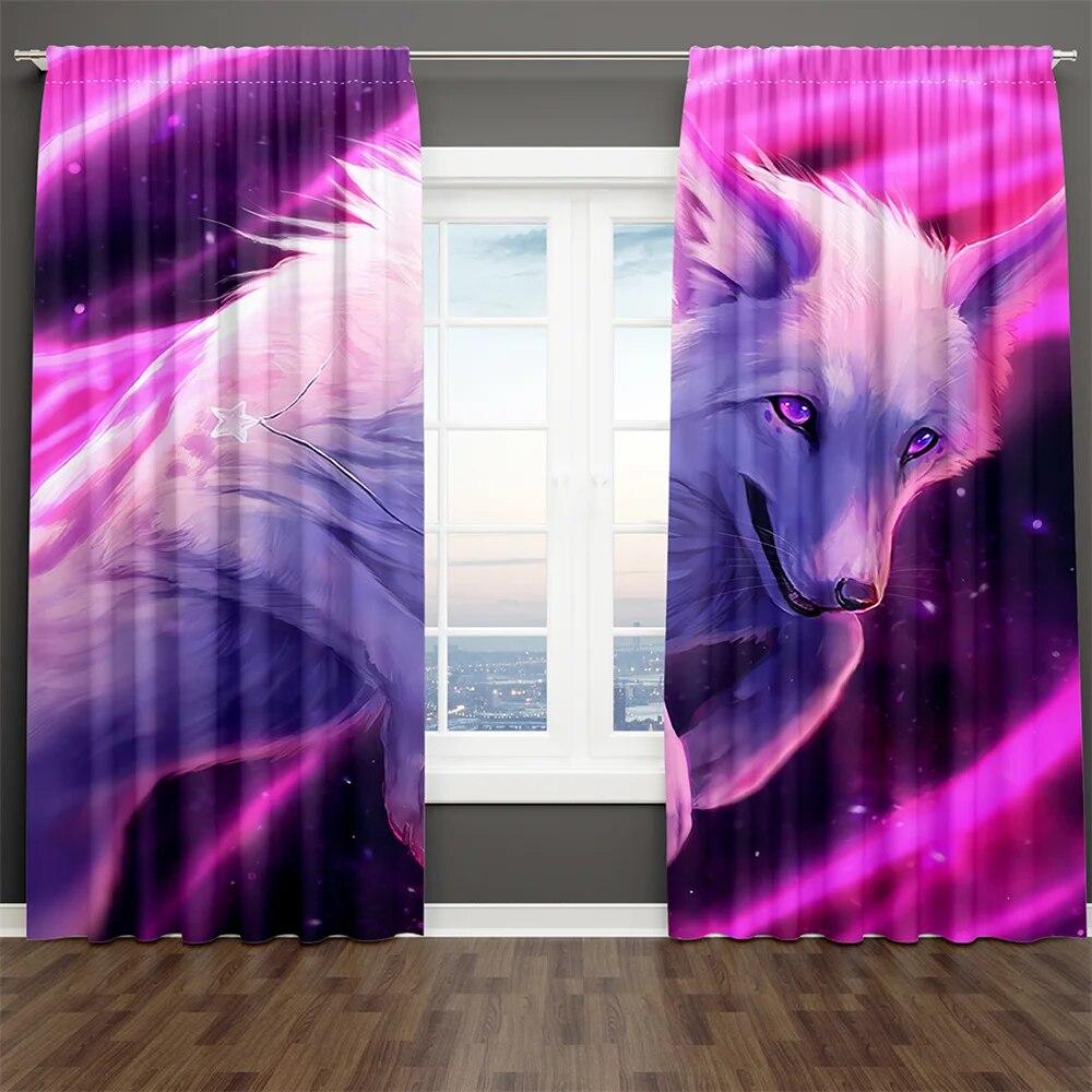 3D цифровой принт «волк в снегу» пейзаж с дикими животными, 2 шт., затеняющая оконная занавеска для гостиной, спальни, декор, карман для стержня