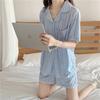 Летние пижамы, женские шорты с короткими рукавами, свободный кардиган с бантом, летний можно носить как домашний комплект одежды