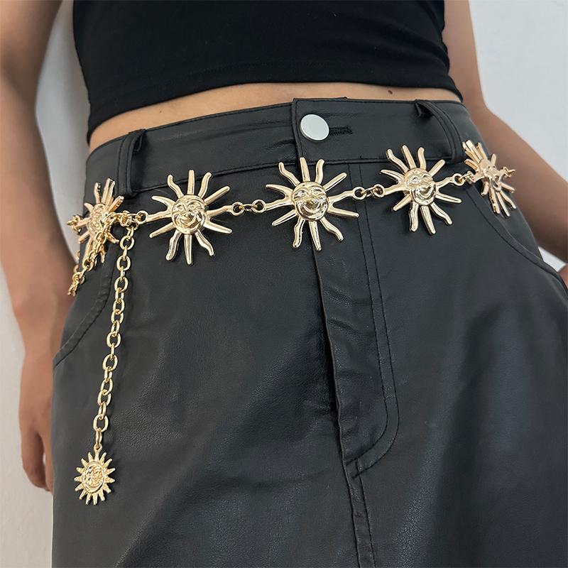 Punk Hip Hop All-match Waist chain sun Vintage Metal Womans Belt For Dress Vintage High Waist Chain Belt for Women
