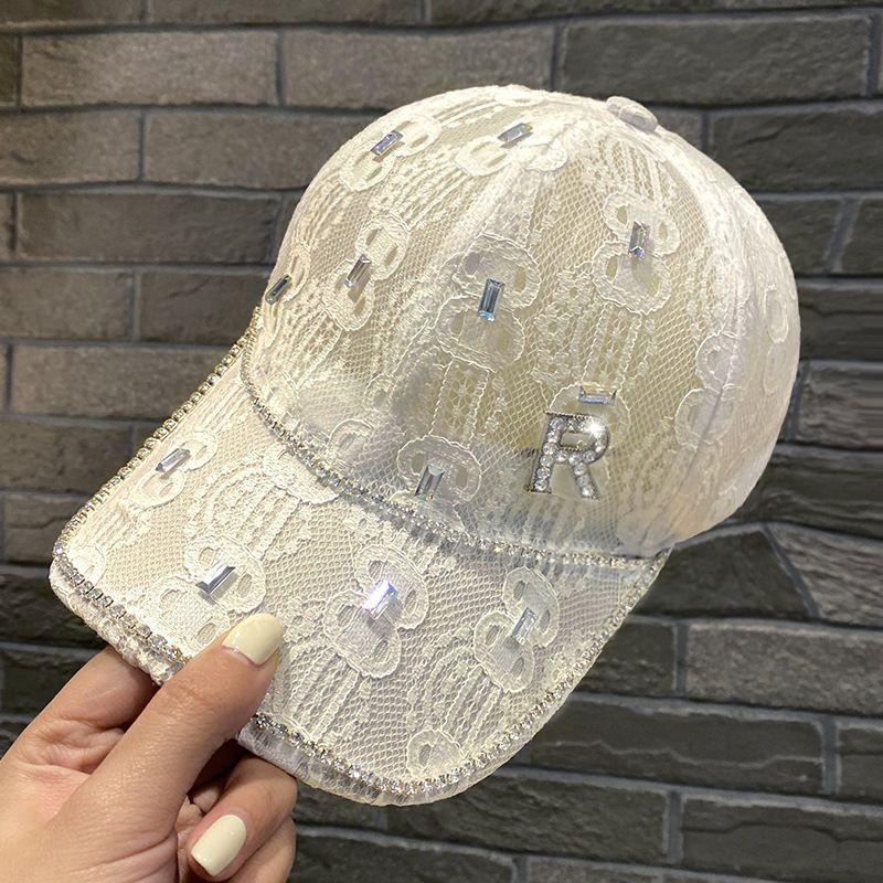 Бейсболка женская со стразами и буквой R мягкая кружевная кепка солнцезащитная летняя пляжная кепка для отдыха на природе