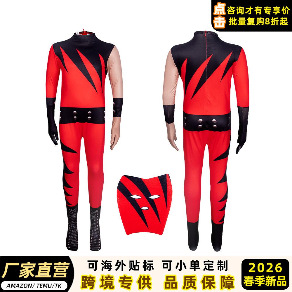 Cos tights costume halloween jumpsuit kids jumpsuit cosplay costume wrestler kane
