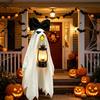 Halloween 23inch Ghost Porch Goose Costume With Bowknot LED Lantern, Scary Halloween Ghost Costume For Lawn Goose Statue Yard Decoration