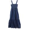 Beauty Products GRAIL No Sleeve Shirred Tiered Long Dress F Blue Denim Women Used
