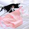 Women Briefs Cute Claw Bandage Mid Waist Solid Color Sexy Lolita