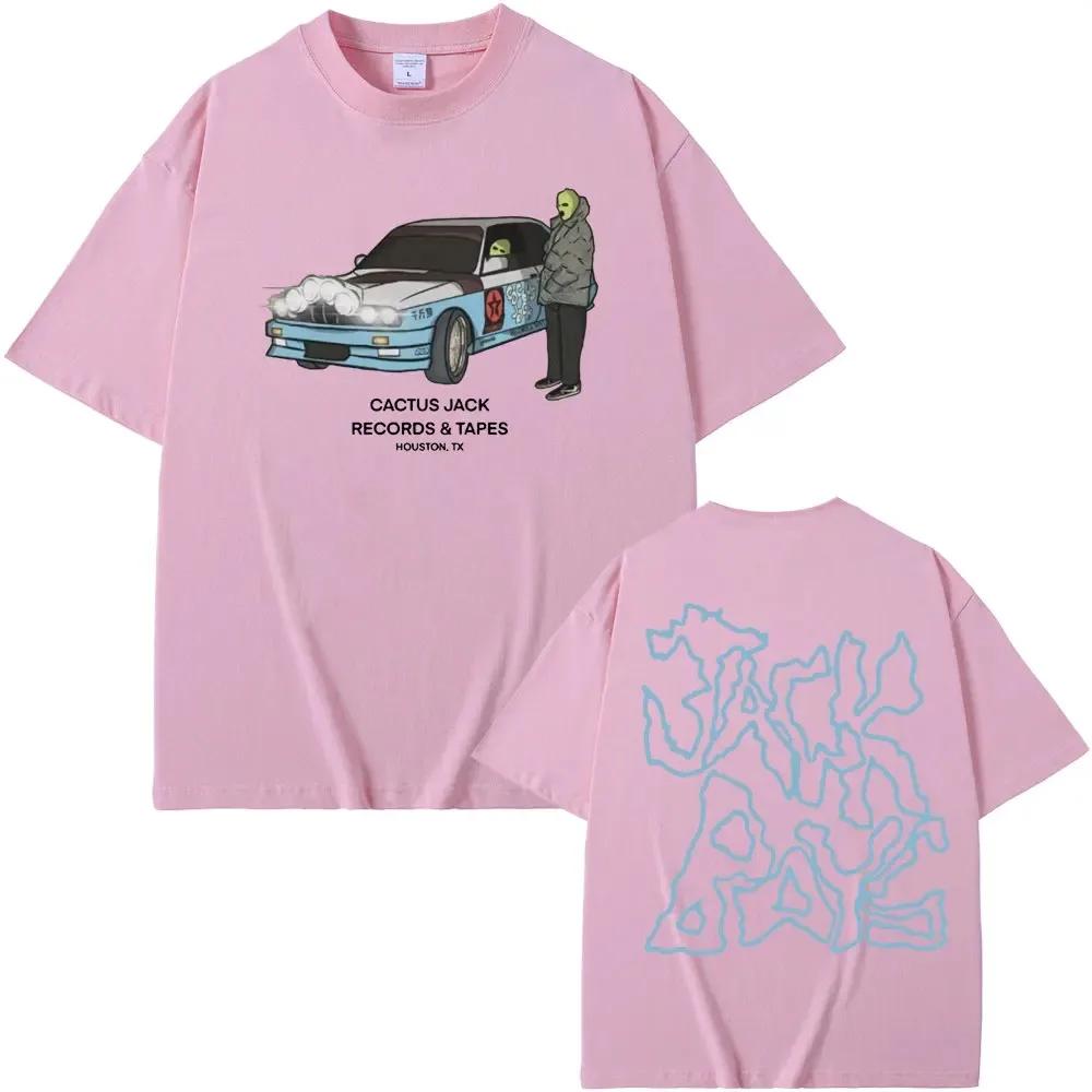 Cactus Jack T-shirt Summer UnisexFashion O-collar T Shirt 100% Cotton Casual Short Sleeve Hip Hop Oversized Streetwear