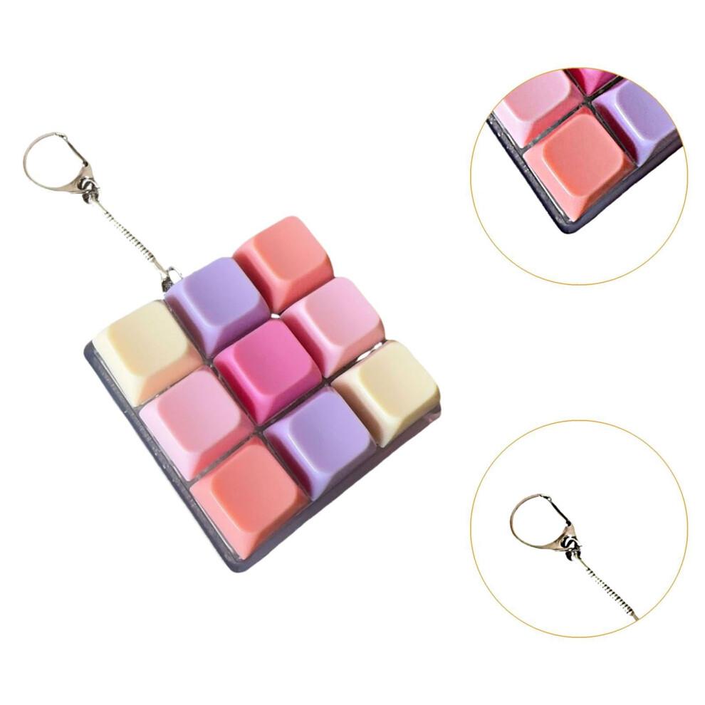 Keyboard Fidget Keychain 9 Key Portable Clicker Sensory Toy for Teens Adults Office Home
